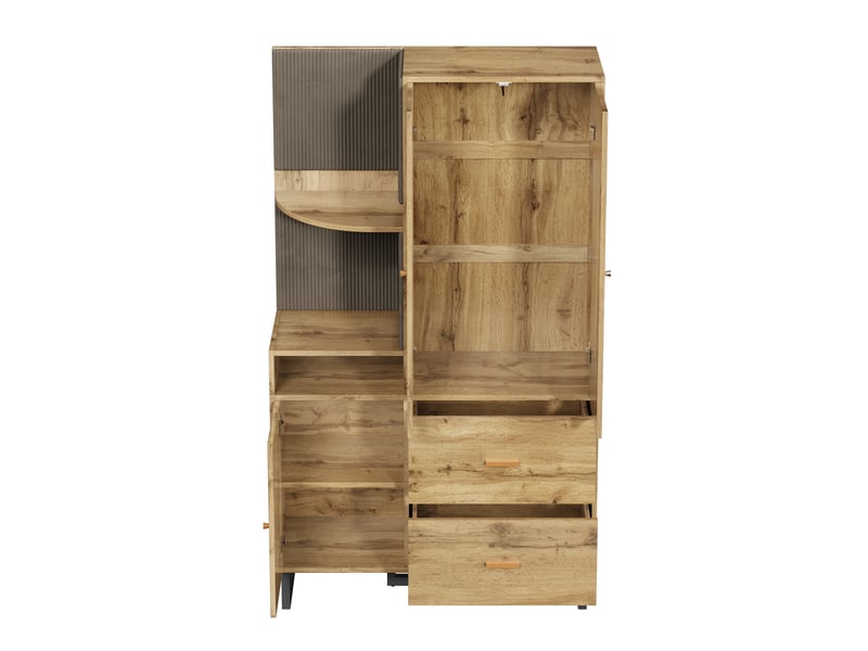  Armoire d'entrée 110x38x186 cm - vestiaire avec panneau rembourré, penderie, 2 tiroirs, rangement chaussures  - Conforama W