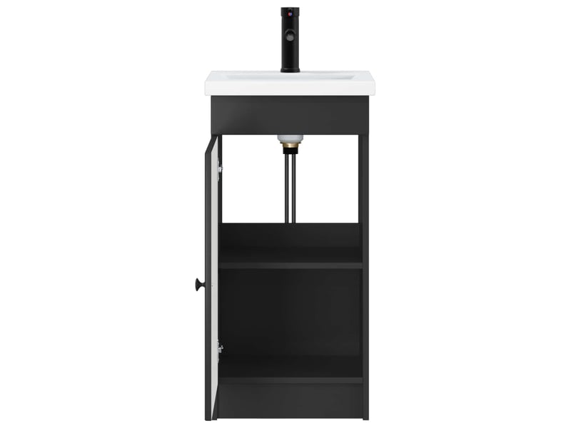  Meuble salle de bain avec évier, meuble de rangement noir 42x40x84.5 cm shl9881  - Conforama D