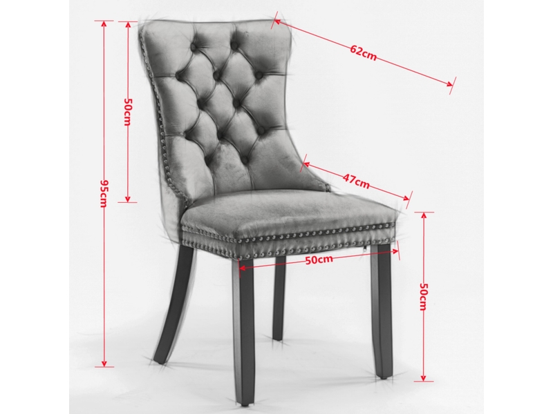  Lot de 2 chaises de salle à manger 65x50x95 cm beige et noir, velours et tissu, dossier capitonné classique  - Conforama C