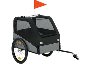 Remorque de vélo 139x72x88 cm pliable métal noir et gris
