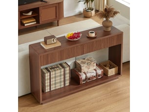Console d'entrée 150x35x85 cm 2 tiroirs en panneau de particules couleur marron, design simple