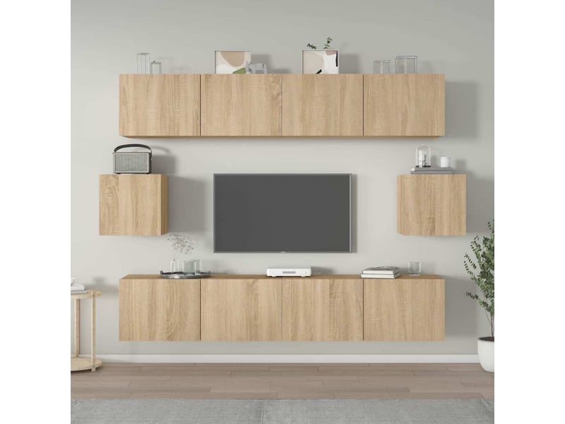  Ensemble de meubles tv - banc tv - meuble de rangement 6 pcs chêne sonoma bois d'ingénierie  - Conforama B
