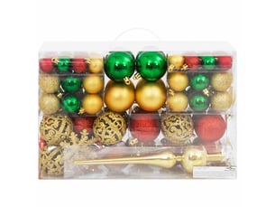 Ensemble de boules de noël 112 pcs rouge vert doré polystyrène
