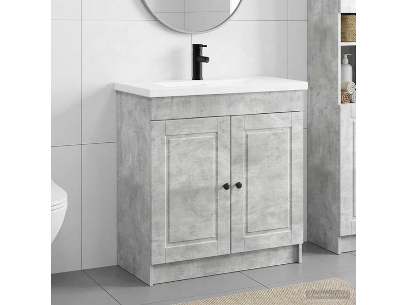 Ensemble de mobilier de salle de bain gris béton shl7422 - Conforama B
