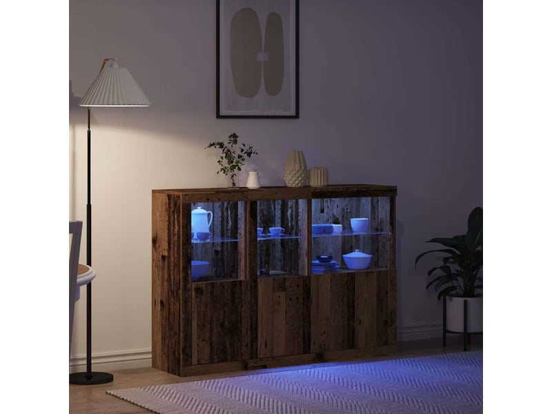  Buffet - bahut - meuble de rangement led bois ancien 142,5 x 37 x 100 cm bois d'ingénierie  - Conforama E
