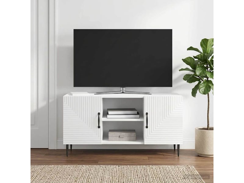  Meuble tv - banc tv - meuble de rangement blanc brillant 102 x 34,5 x 50 cm bois d'ingénierie  - Conforama D