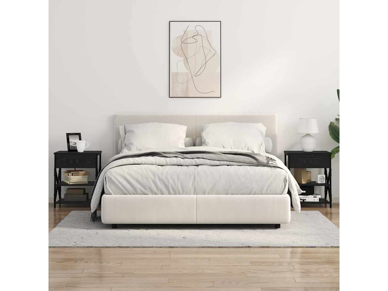  Table de chevet avec étagère 2 pièces chêne noir 41 x 31 x 51 cm  - Conforama D