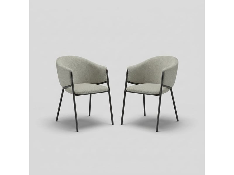  Lot de 2 chaises rembourrées en tissu bouclette easy-clean duna - gris  - Conforama A