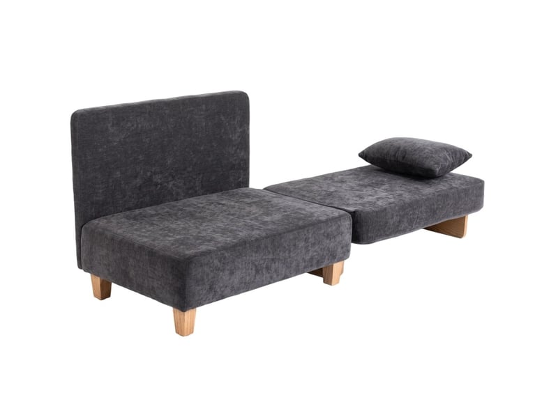 Fauteuil-lit 2-en-1 avec fonction lit, canapé-lit avec 2 oreillers lavables, poches latérales pour salon et chambre - Conforama A