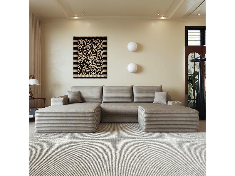 Canapé d'angle, canapé modulable, livré monté, design moderne, 270 cm, pour salon, chambre, appartement, assise profonde, camel - Conforama W