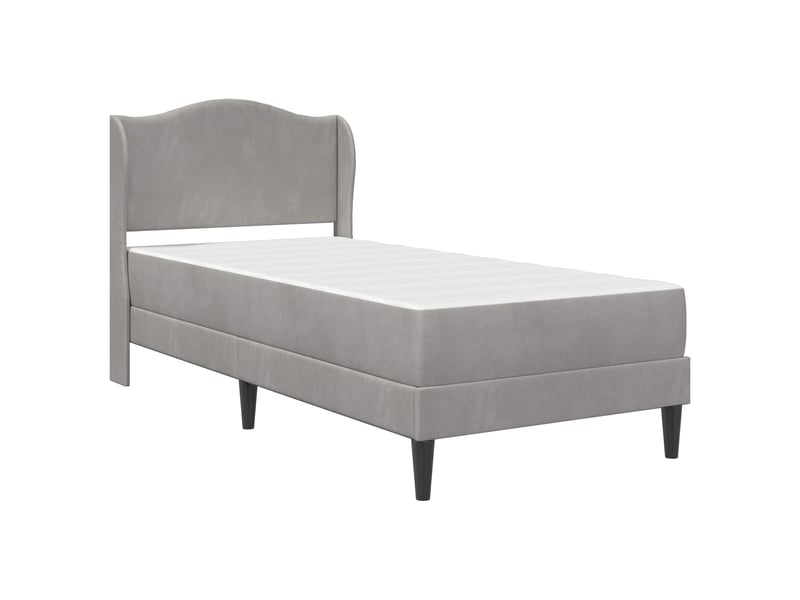  Lit simple- lit adulte -  cadre de lit avec tête de lit gris clair 80 x 200 cm velours  - Conforama B