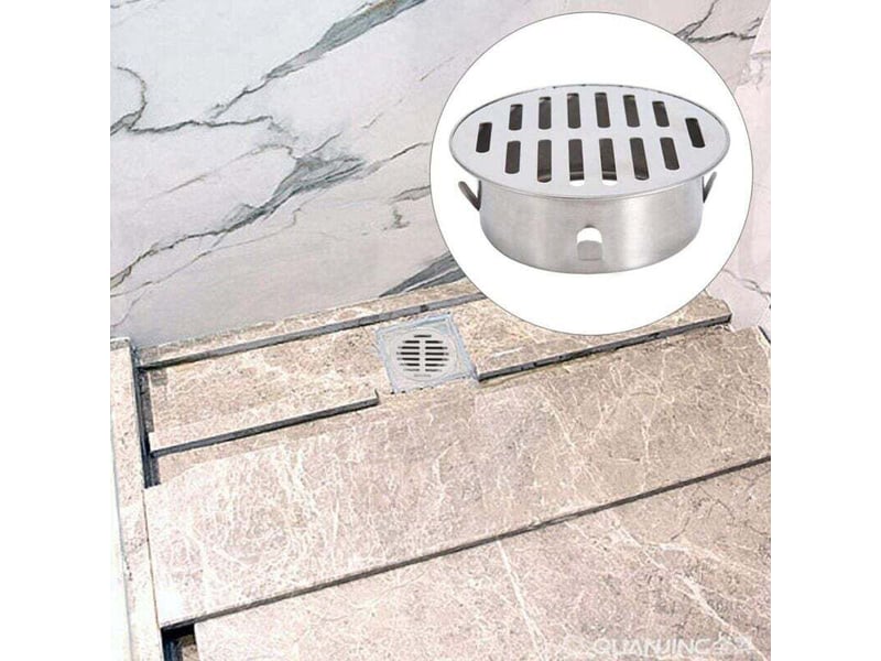 Siphon sol acier inox evier balcon rond anti-obstruction amovible jardin evacuation toit 110 bouche plate - Conforama D