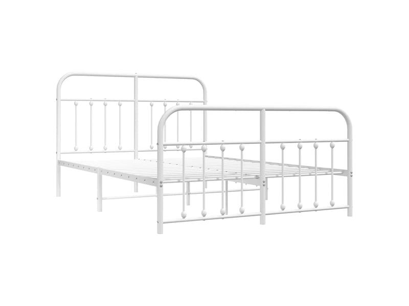  Lit double- lit adulte -  cadre de lit métal sans matelas et pied de lit blanc 150x200 cm  - Conforama B