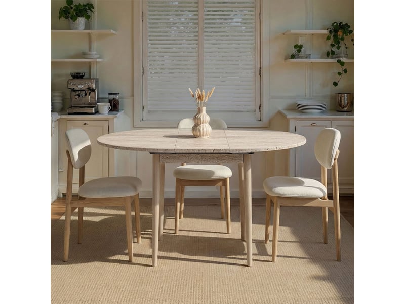  Table à manger ronde extensible gain de place viona - beige 993NRD1105 - Conforama B