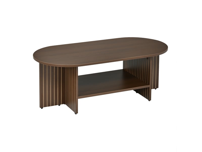  Table basse ovale 100x40x35 cm en mdf finition noyer  - Conforama D