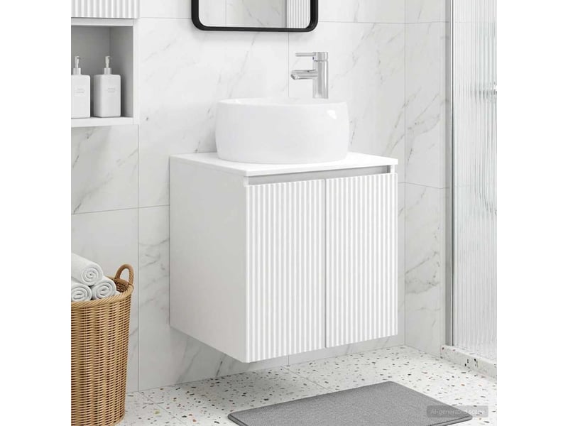 Vanité de lavabo mural, meuble de rangement blanc 49.5x44.5x66 cm shl9477 - Conforama B