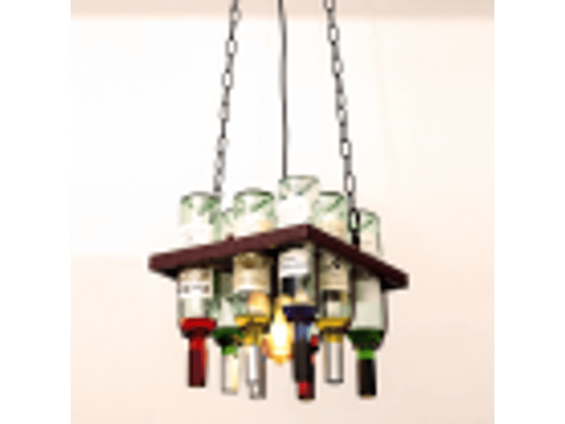  Colgante rústico abrila bodega con 8 botellas 1 luz e27 marrón rústico marrón, 120 x 32 x 32 cm 124598002 - Conforama D