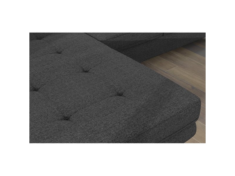 Canapé d'angle convertible amanda gris foncé chenille tissée avec coffre - Conforama D