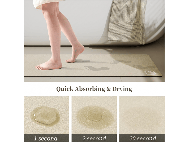  Tapis de salle de bain beige 50x80cm, super absorbant, séchage rapide, tapis de bain en terre de diatomée pour salle de bain avec revers en caoutchouc  - Conforama B