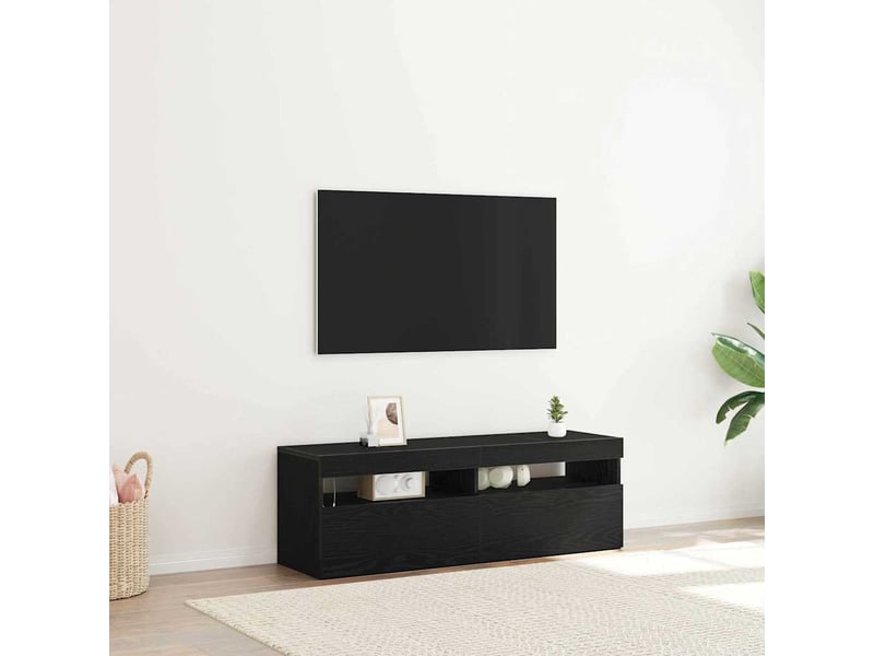 Meuble tv - banc tv - meuble de rangement 120 x 35 x 40 cm chêne noir bois d'ingénierie - Conforama B