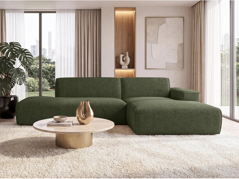  Canapé d'angle moderne didim duo, 288 cm, vert, en velours d Didim Duo - Conforama C