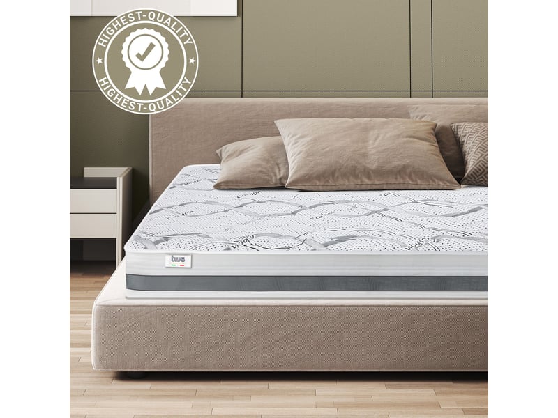 The white stone matelas 120x210 cm fermeté moyenne | hauteur 20 cm | tissu hypoallergénique et respirant | propriétés ergonomiques et auto‑modelantes | fabriqué en italie - Conforama E