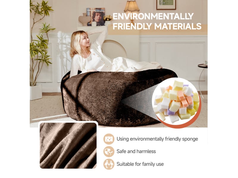 Pouf 1 place marron 120 × 120 cm, assise souple adaptable avec housse lavable pour vos moments détente - Conforama E