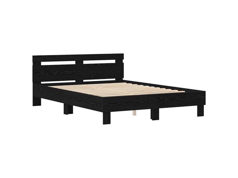 Lit double- lit adulte - cadre de lit chêne noir 150 x 200 cm bois d'ingénierie - Conforama C