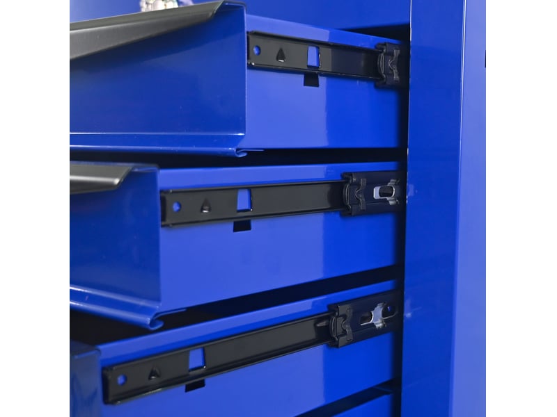 Armoire à outils mobile 60 x 33 x 77,5 cm noir et bleu, acier, 6 tiroirs avec serrure à clé et roulettes freinées - Conforama E