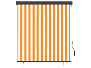 Store enrouleur, store roulant d'extérieur 140x250 cm blanc et orange cf47322