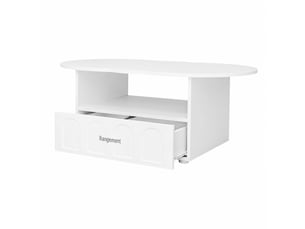 Table basse blanche en forme de nuage avec tiroir et niche ouverte, 100 x 60 x 40,5 cm