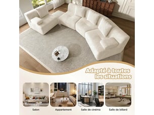 Canapé droit fixe 4 places Velours côtelé beige