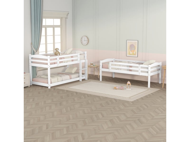  Lit triple 90x200 cm coloris blanc pin lit enfant blanc - Conforama E