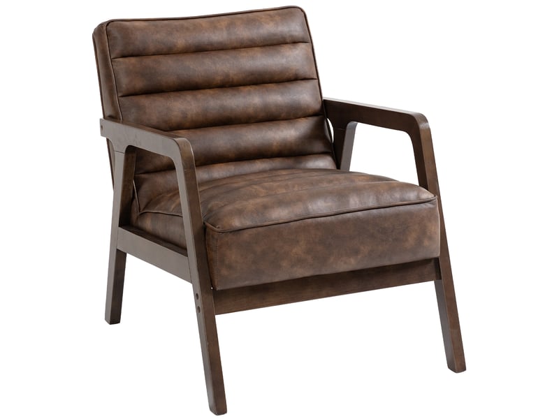  Fauteuil de salon, fauteuil d'appoint rembourré, pu, 86x64x79cm, marron  - Conforama A
