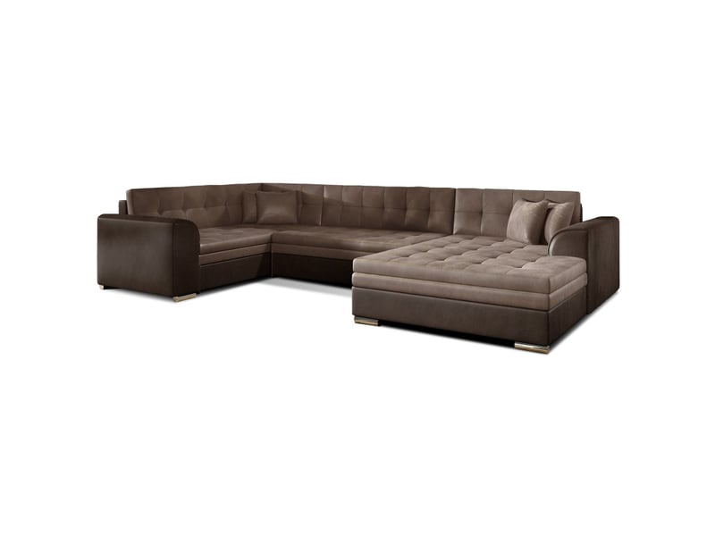  Canapé panoramique convertible caldero 5 places marron – angle droit  - Conforama A