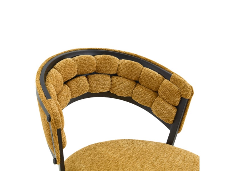  Ensemble 2 chaises jaunes velours cadre noir métal — chaises modernes dossier enveloppé, salon cuisine chambre  - Conforama E