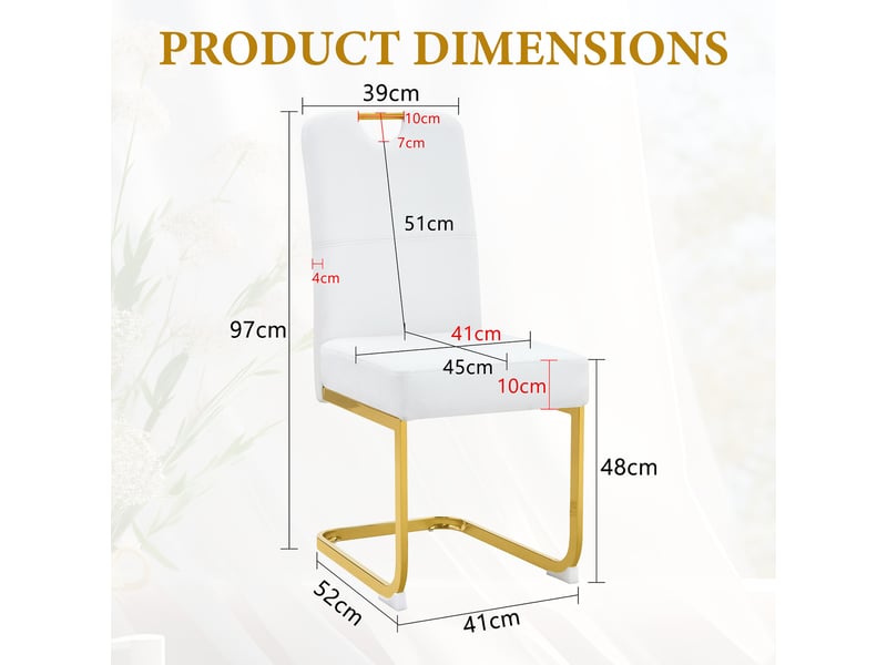  Lot de 2 chaises de salle à manger,avec dossier ergonomique,pu,blanc  - Conforama C