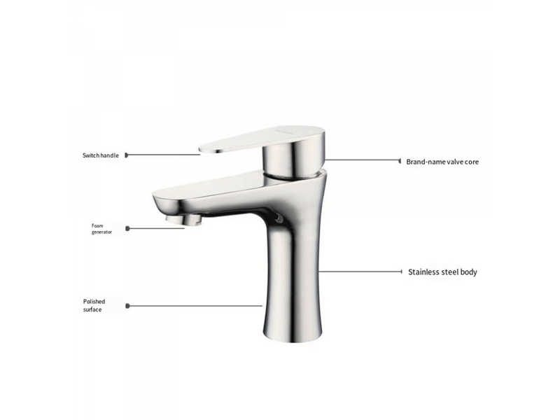  Robinet de lavabo, acier inoxydable 304, galvanoplastie polie, contrôle de l'eau chaude et froide, noyau de valve en céramique PB502378 - Conforama D