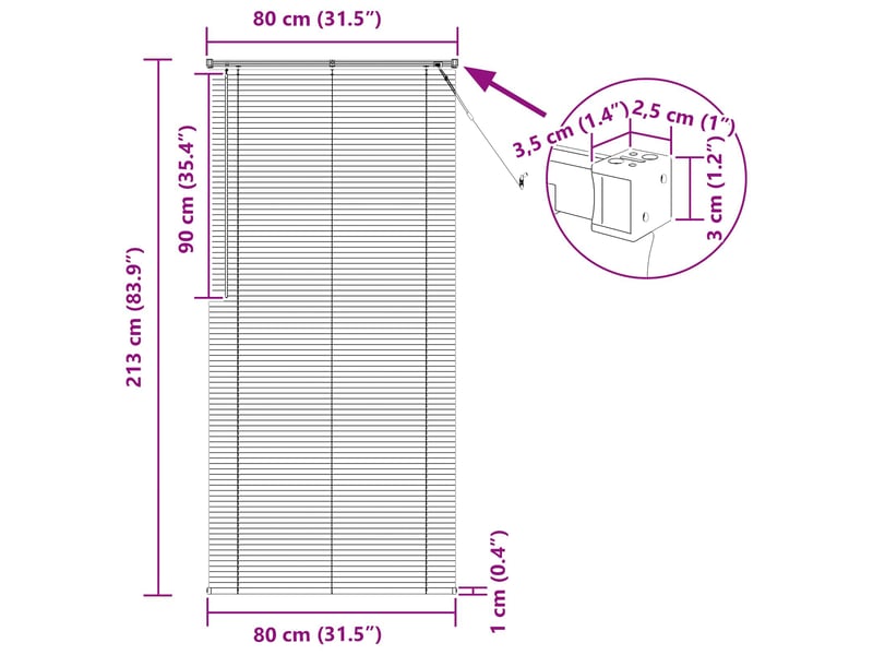  Store vénitien, store de fenêtre gris argenté 213 x 80 cm 25 mm pvc cf47861  - Conforama E
