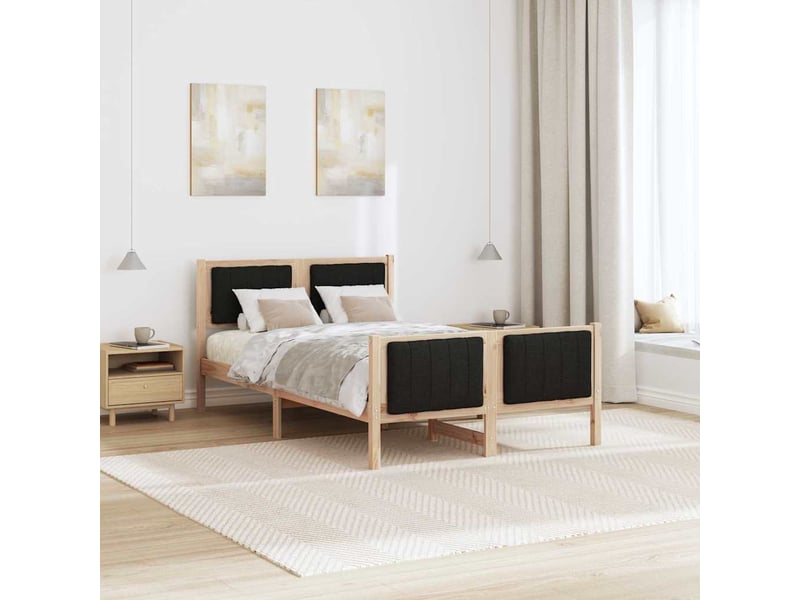  Lit double- lit adulte -  cadre de lit marron et noir 120 x 190 cm bois massif en pin  - Conforama C
