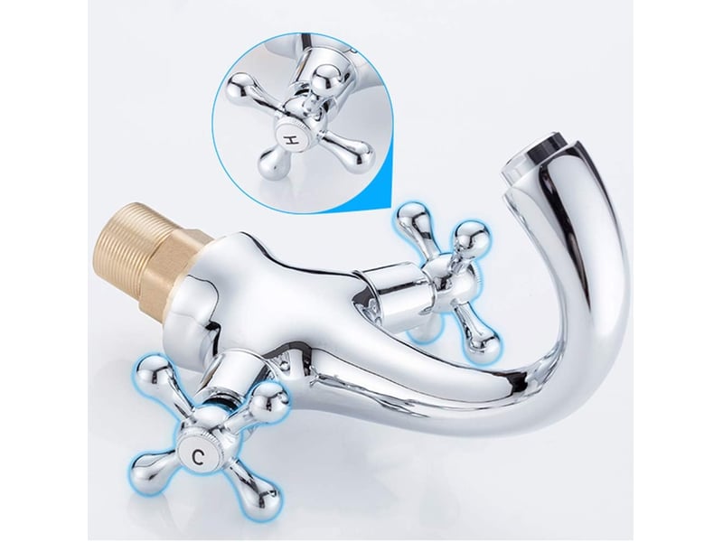 Robinet de lavabo vintage - robinet de salle de bain vintage avec finition en laiton argenté  - Conforama E
