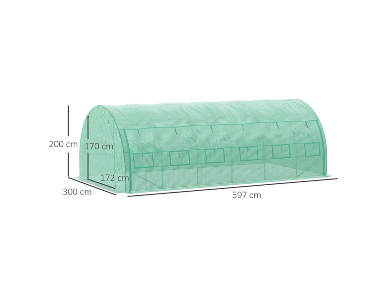  Serre tunnel 597x300x200 cm protection uv métal vert  - Conforama E