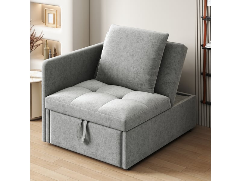 Canapé convertible, canapé-lit — en lin, avec méridienne, dossier réglable  - Conforama E
