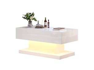 Table basse 100x50x45 cm relevable avec led, blanc