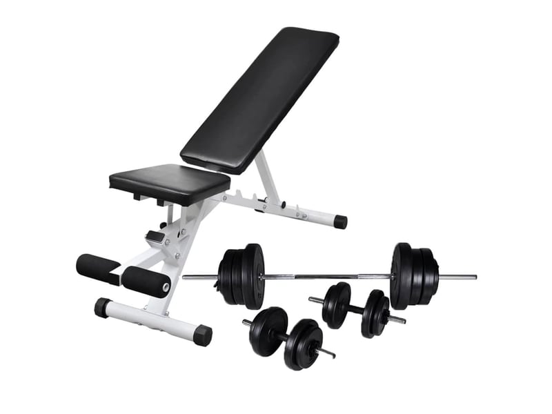  Banc d'entraînement avec jeu d'haltères et de disques de poids 60,5 kg 02_0000054  - Conforama A