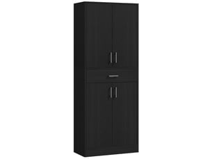 Buffet haut armoire de cuisine 4 portes 2 placards et 1 tiroir central hauteur 180 cm avec 2 réglables étagères noir