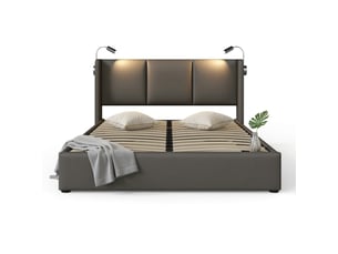 Lit coffre 160x200 cm <strong>ZERBACO</strong>  <strong></strong> coloris gris