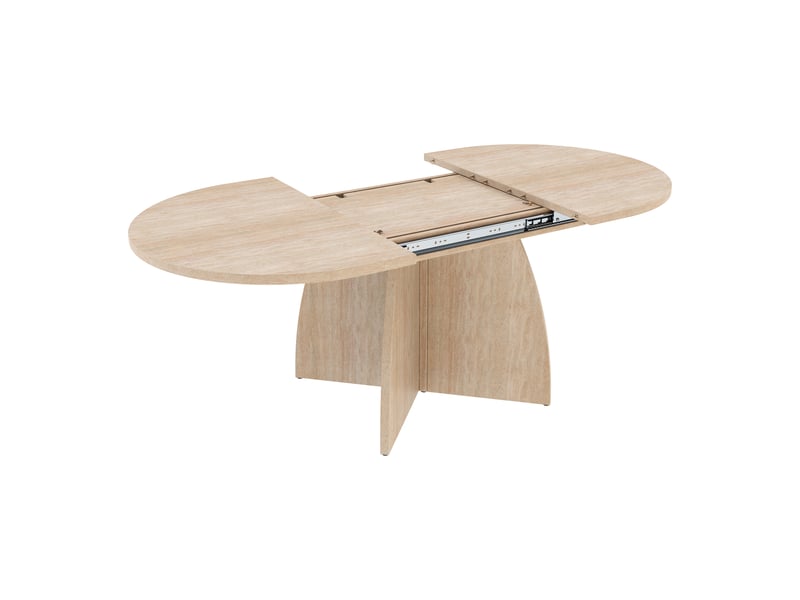  Table à manger ovale avec allonge bois clair - 90x120-180max.cm mdf  - Conforama E