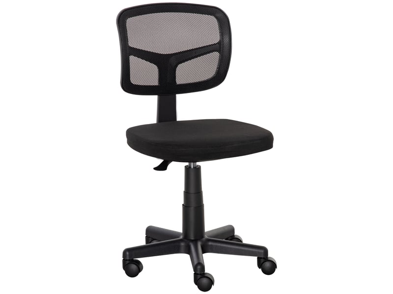  Chaise de bureau ergonomique en maille noire avec dossier réglable en hauteur et soutien lombaire pivotante à 360 degrés sans accoudoirs  - Conforama A