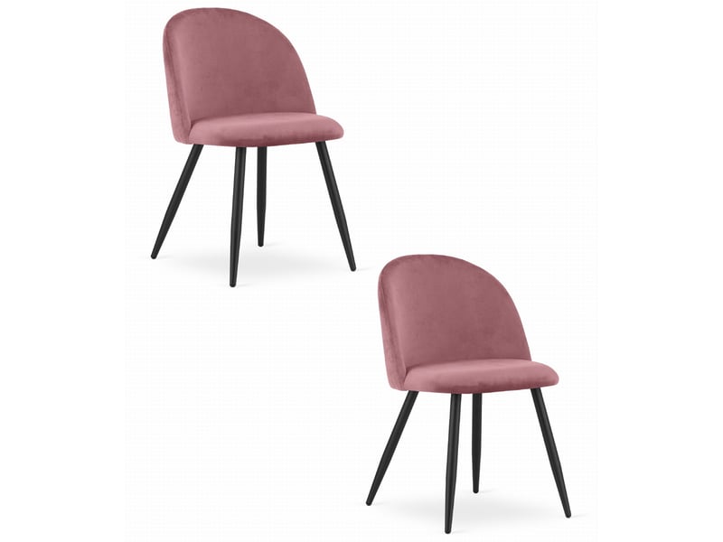 Family chaise bello - velours rose foncé pieds noirs x 2  - Conforama A